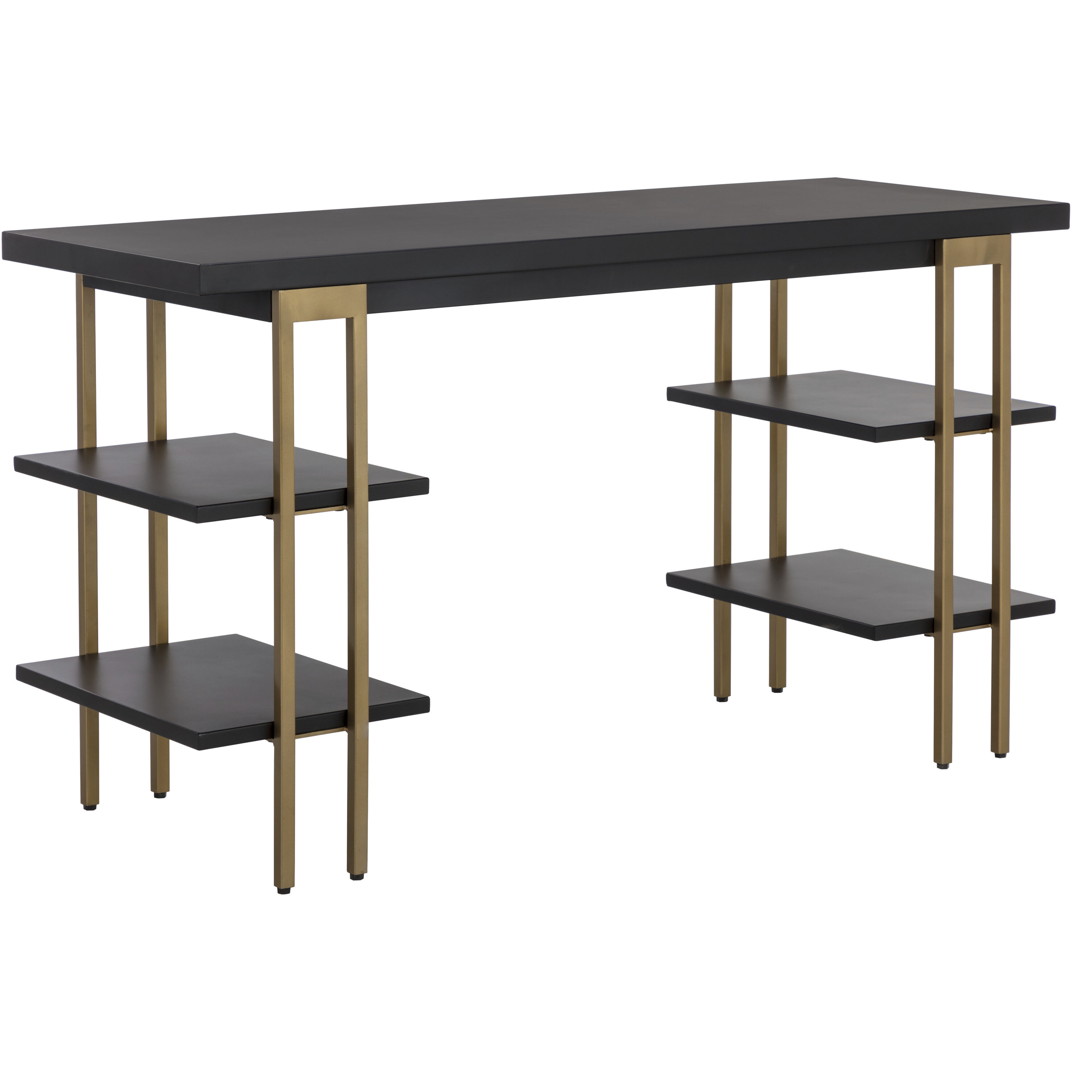 Levigne 55 X 20 inch Black / Antique Brass Desk